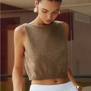 NWT Commense Cotton Blends Brown Crop Tank Top Size Medium